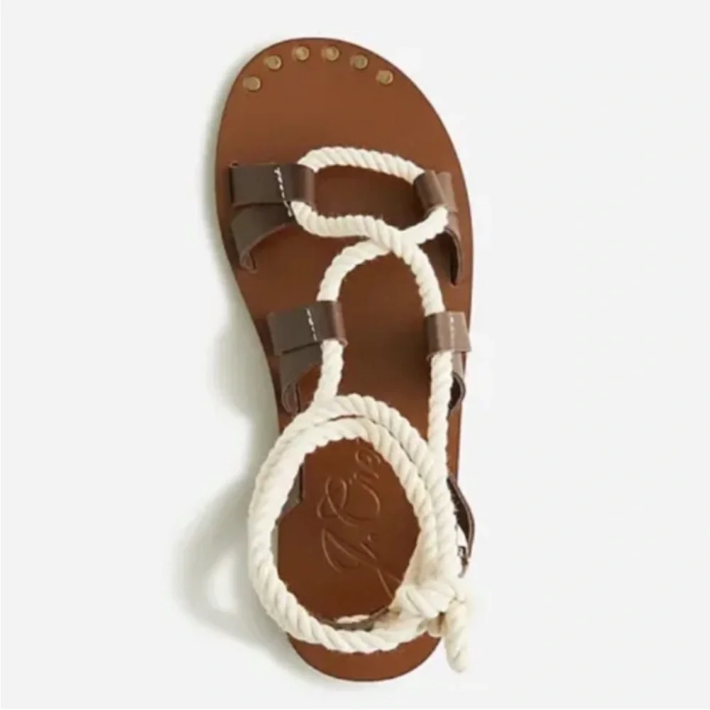 J.Crew Veg Leather Rope Lace-Up Sandals-New